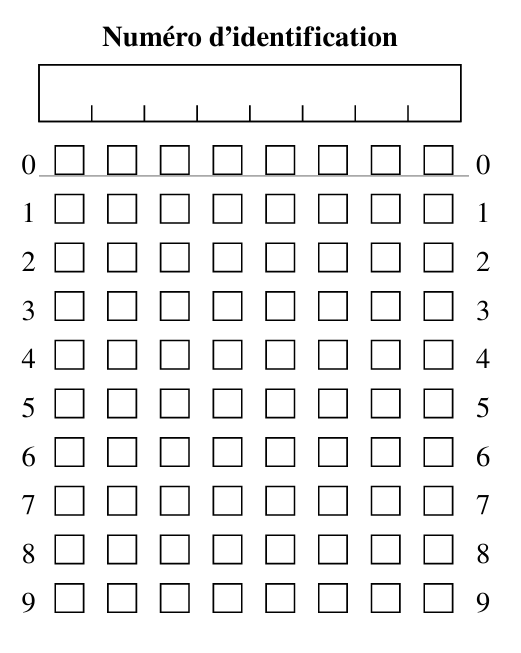 Illustration de la grille de numéro d'identification de l'étudiant